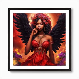 Red, fire, flower Goddess Art Print