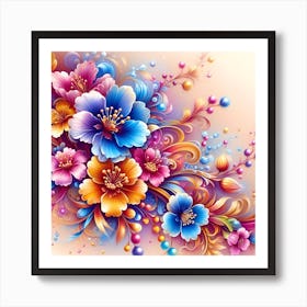 Colorful Flowers Wallpaper 1 Art Print