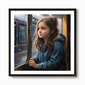 Little Girl In The Rain Art Print