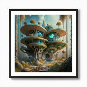 Huge colorful futuristic house design with vibrant details 3 Art Print