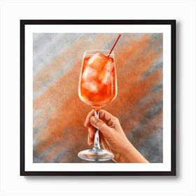 Aperol Spritz Cocktail In A Glass 1 Art Print