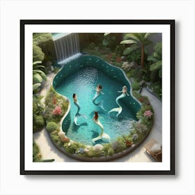 Mermaids In The Pool Art Print