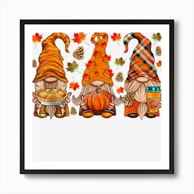 Fall Gnome Autumn Leaves Thanksgiving Gnome Matching Art Print