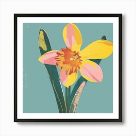 Daffodil 3 Square Flower Illustration Art Print