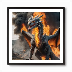 Village Burning Dragon Art Print