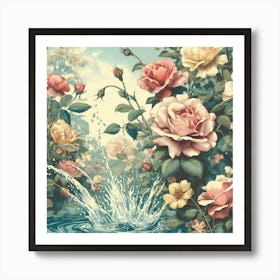 Roses In The Water 1 Art Print