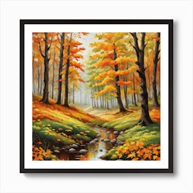 Forest In Autumn In Minimalist Style Square Composition 184 Art Print