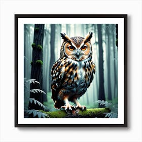 Owl In The Forest 21 Art Print