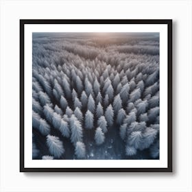 Aerial View Of Snowy Forest 3 Art Print