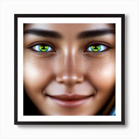 Portrait Of A Woman With Green Eyes Art Print