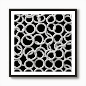 White Circles On Black Background Art Print