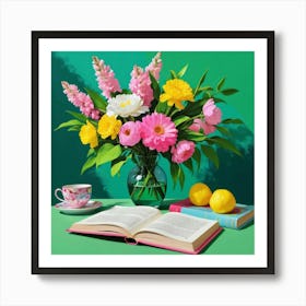 Book And Flowers 4 Art Print