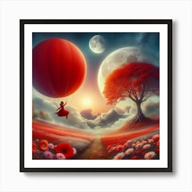 Red Hot Air Balloon 1 Art Print