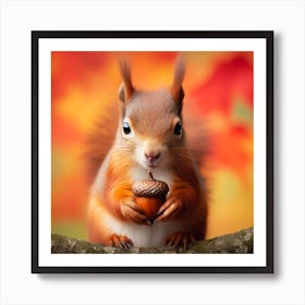 Squirrel Eating Acorn Art Print