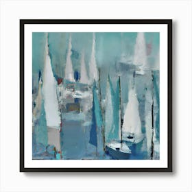 Sailboats In The Harbor 1 Art Print