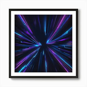 Blue And Purple Light Burst Art Print