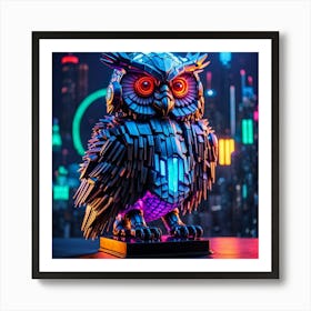 Cyberpunk, Wise old Neon Owl 3 Art Print