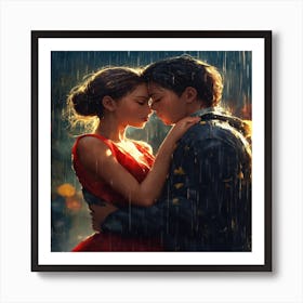 Love In The Rain Art Print