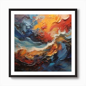 Abstract drawing of sea waves 3 Art Print