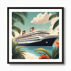 Cruise Ship On The Beach Art Print