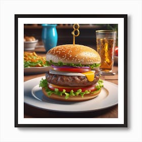 Hamburger On A Plate 175 Art Print