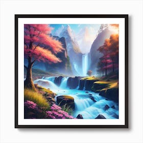 Waterfall In The Forest 28 Art Print