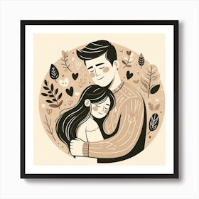 Dad and daughter Hugging Art Print