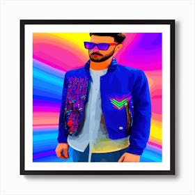 Man In Blue Jacket Art Print