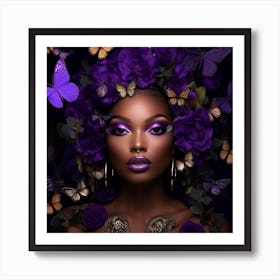 Purple Beauty With Butterflies 6 Art Print