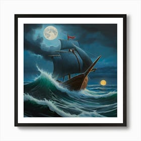 Ship At Sea Art Print