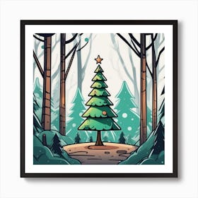 Christmas Tree In The Forest 112 Art Print