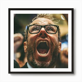 Man Shouting At Crowd Art Print