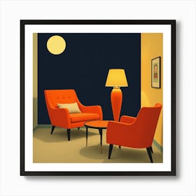 Orange Chairs In A Room Art Print