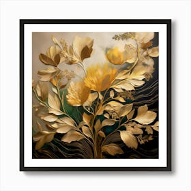 Golden Flowers Poster