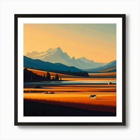 Sunset In The Mountains 25 Art Print