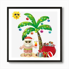 July Christmas Palm Tree Mid Year Santa Claus Beach Classic Art Print