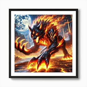 Yang Fire Wolf Blazing Claws Art Print