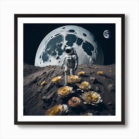 Moon with Flowers Art Print