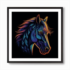 Neon Horse Head Art Print