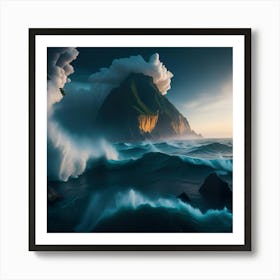 Boat In The Furious Ocean (19) Art Print