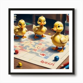 Ducks On A Board 1 Art Print