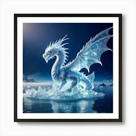 Firefly Dragon, Ice, Translucent, Wings, Snowflake, Patterns, Breathing, Icy, Winds, Frozen, Lake, M (9) Art Print