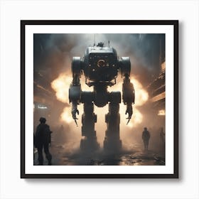 Giant Robot In A City Art Print