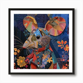 Patchwork Quilted Mouse 2 Art Print