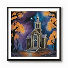 Church By Night Art Print