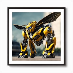 Guardian in Yellow: Bumblebee's Vigil Art Print