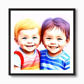 Two Happy Little Boys Art Print