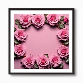 Pink Roses In A Circle Art Print