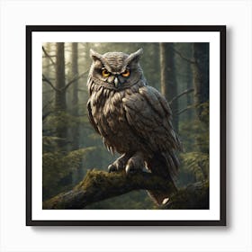 Owl In The Woods 43 Art Print