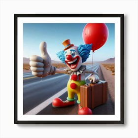 Hitchhiking Clown 2 Art Print